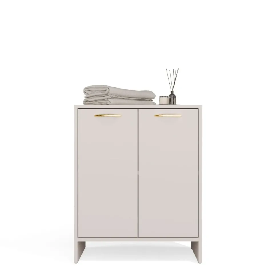 Mobile bagno moderno 60x74 cm a 2 ante con ripiano interno cashmere MBT6