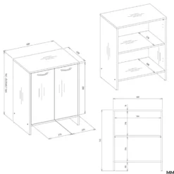 Mobile bagno moderno 60x74 cm a 2 ante con ripiano interno bianco opaco MBT6