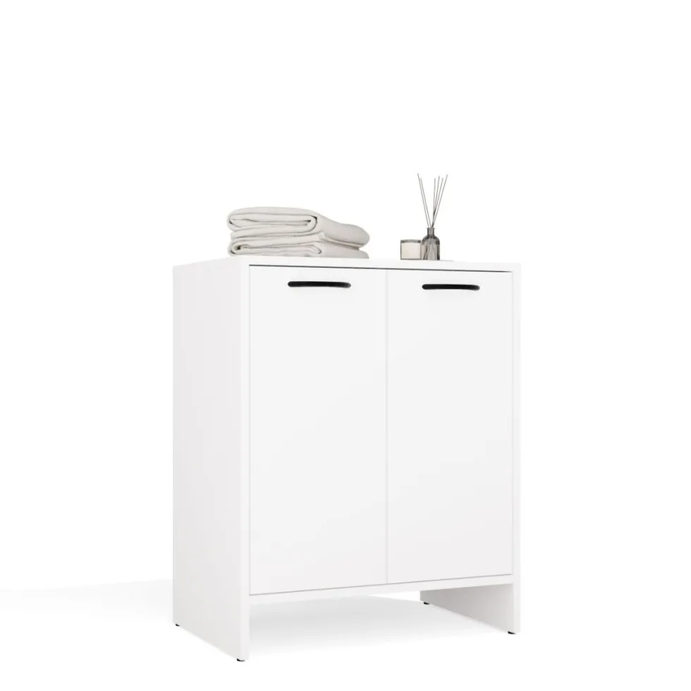 Mobile bagno moderno 60x74 cm a 2 ante con ripiano interno bianco opaco MBT6