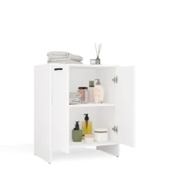 Mobile bagno moderno 60x74 cm a 2 ante con ripiano interno bianco opaco MBT6