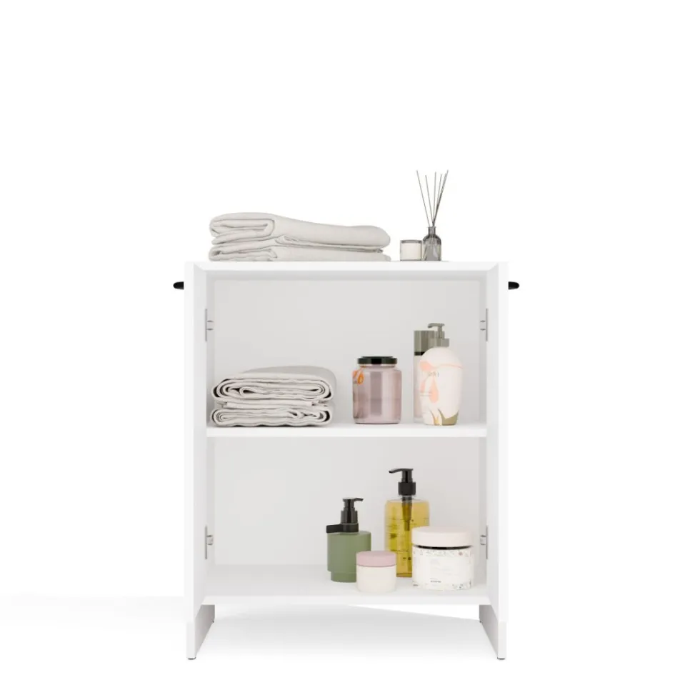 Mobile bagno moderno 60x74 cm a 2 ante con ripiano interno bianco opaco MBT6