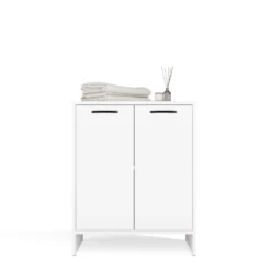 Mobile bagno moderno 60x74 cm a 2 ante con ripiano interno bianco opaco MBT6