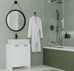 Mobile bagno moderno 60x74 cm a 2 ante con ripiano interno bianco opaco MBT6