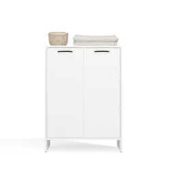 Mobile bagno salvaspazio 66x90 cm a 2 ante con portabiancheria bianco opaco MBT5