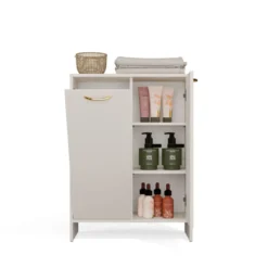 Mobile bagno salvaspazio 66x90 cm a 2 ante con portabiancheria cashmere MBT5
