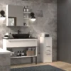 Mobile bagno salvaspazio 30x85 cm con 2 ante bianco lucido MBT1