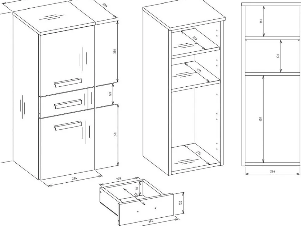 Mobile bagno salvaspazio 30x85 cm con 2 ante bianco lucido MBT1