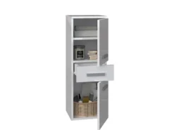 Mobile bagno salvaspazio 30x85 cm con 2 ante bianco lucido MBT1