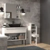 Mobile bagno salvaspazio 30x85 cm con 2 ante bianco opaco MBT1