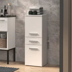 Mobile bagno salvaspazio 30x85 cm con 2 ante bianco opaco MBT1