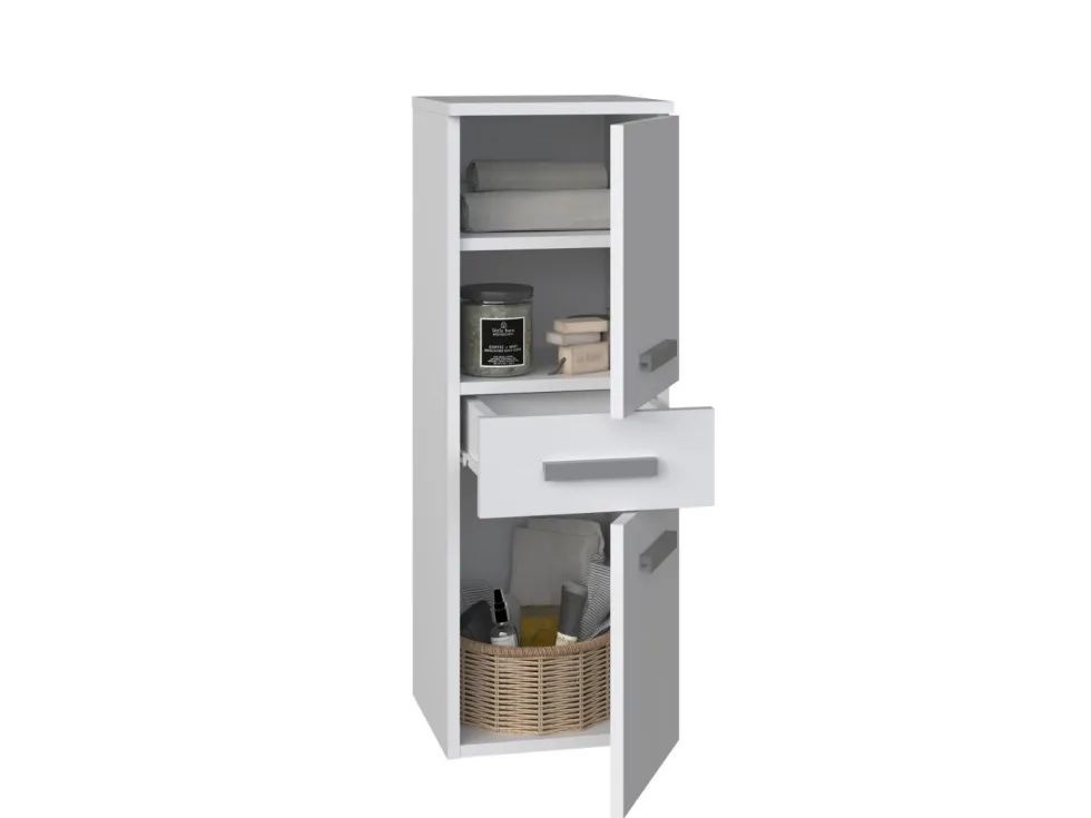 Mobile bagno salvaspazio 30x85 cm con 2 ante bianco opaco MBT1