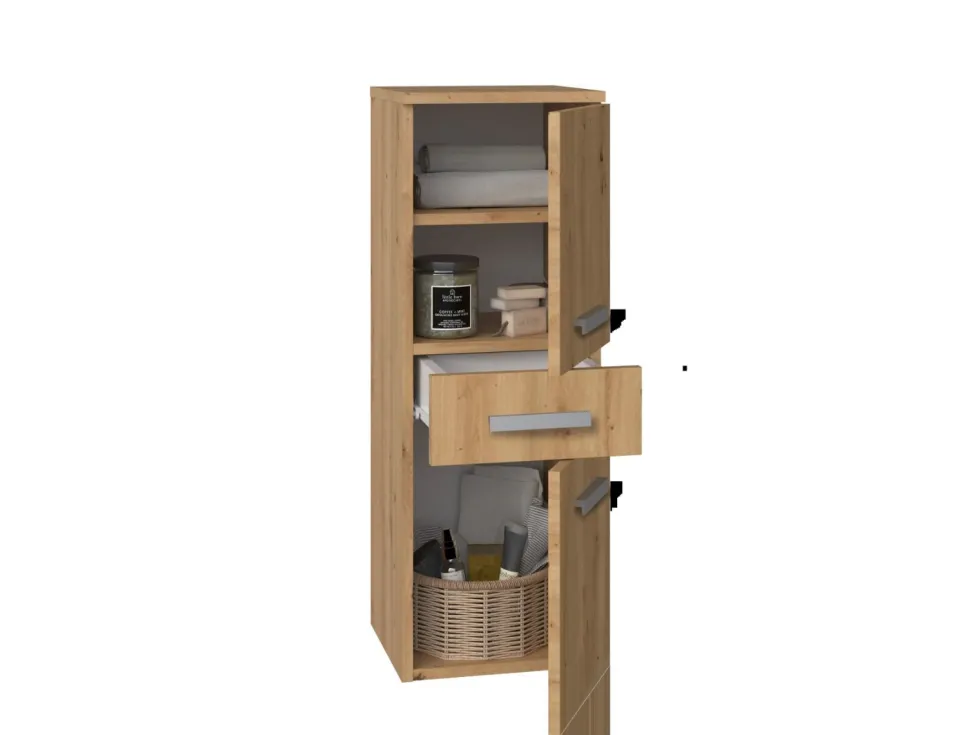 Mobile bagno salvaspazio 30x85 cm con 2 ante rovere MBT1