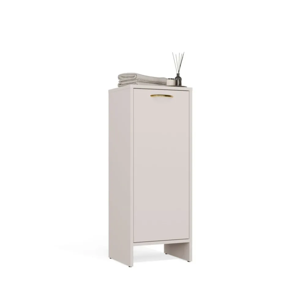 Mobile bagno salvaspazio 35x90 cm con anta e ripiani cashmere MBT3