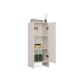 Mobile bagno salvaspazio 35x90 cm con anta e ripiani cashmere MBT3
