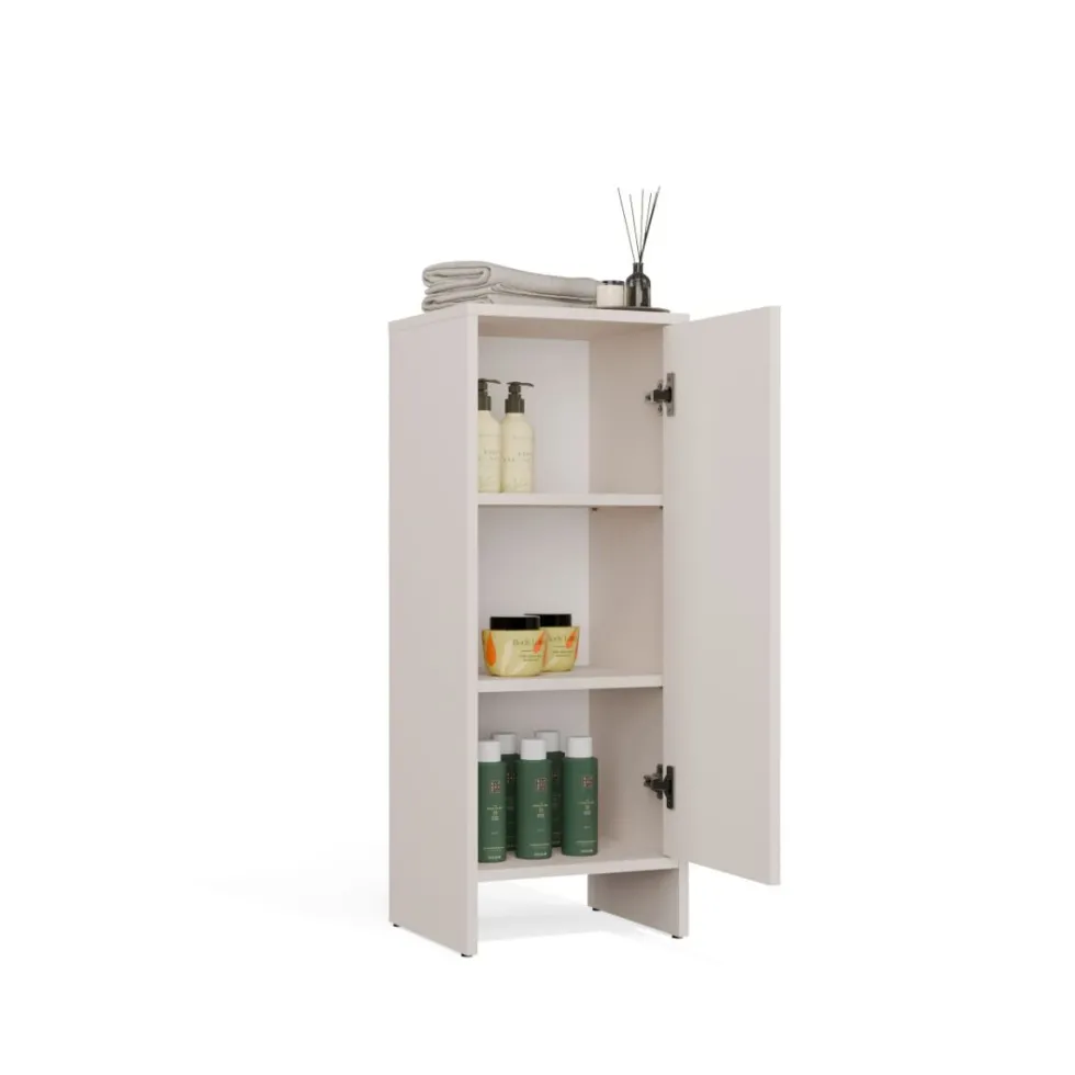 Mobile bagno salvaspazio 35x90 cm con anta e ripiani cashmere MBT3