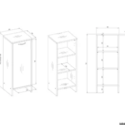 Mobile bagno salvaspazio 35x90 cm con anta e ripiani cashmere MBT3