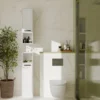 Mobile bagno salvaspazio 25,5x102 cm con 2 ante bianco opaco MBT7