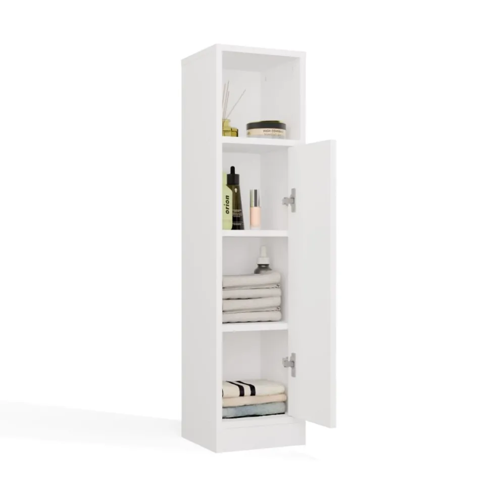 Mobile bagno salvaspazio 25,5x102 cm con 2 ante bianco opaco MBT7