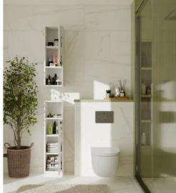 Mobile bagno salvaspazio 25,5x102 cm con 2 ante bianco opaco MBT7
