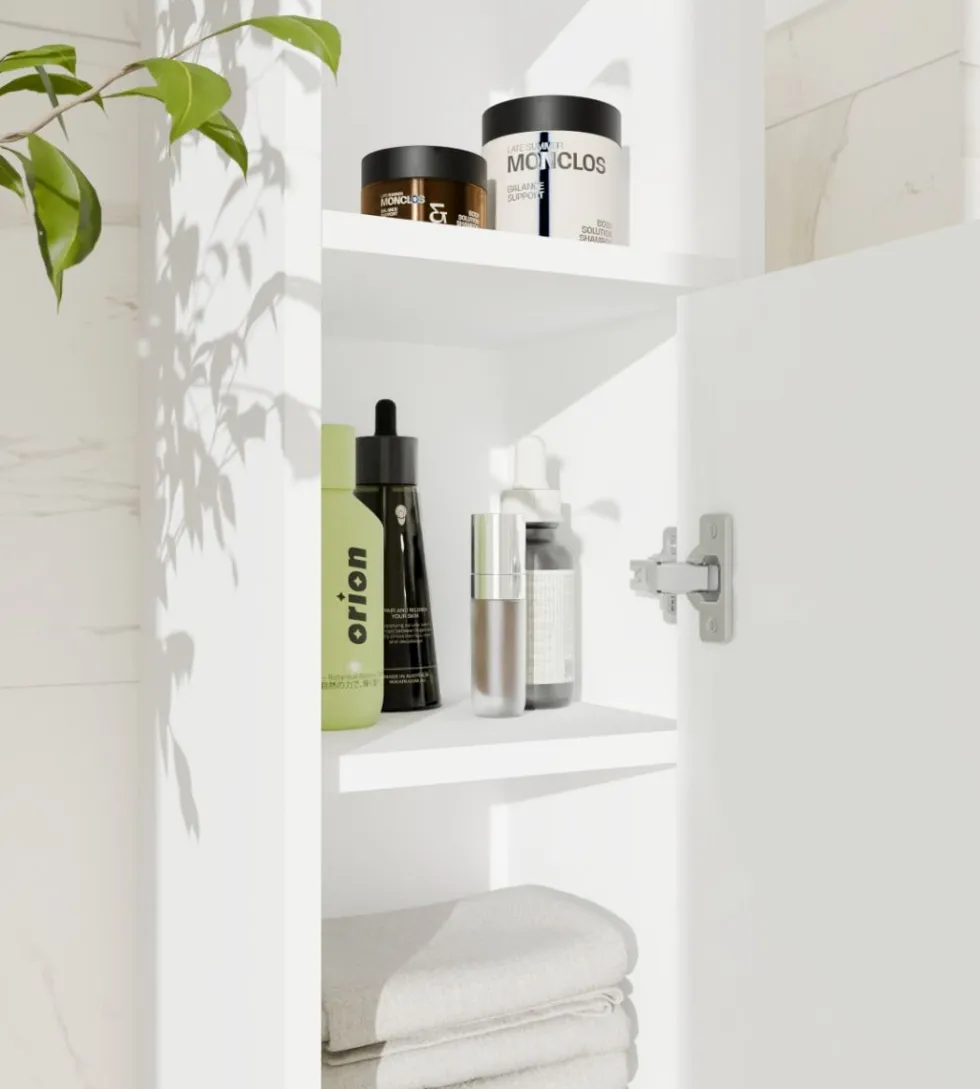 Mobile bagno salvaspazio 25,5x102 cm con 2 ante bianco opaco MBT7