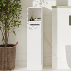 Mobile bagno salvaspazio 25,5x102 cm con 2 ante bianco opaco MBT7