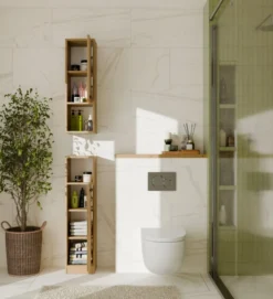 Mobile bagno salvaspazio 25,5x102 cm con 2 ante rovere MBT7
