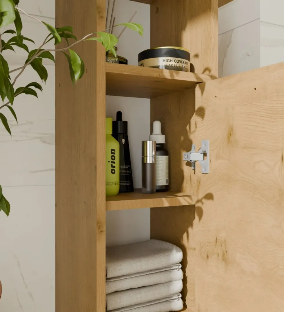 Mobile bagno salvaspazio 25,5x102 cm con 2 ante rovere MBT7