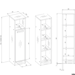 Mobile bagno salvaspazio 25,5x102 cm con 2 ante rovere MBT7