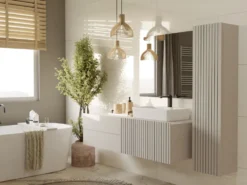 Mobile bagno sospeso 140 cm con anta a ribalta cashmere MLBT3