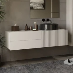 Mobile bagno sospeso 140 cm con anta a ribalta cashmere MLBT3