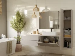 Mobile bagno sospeso 140 cm con anta a ribalta cashmere MLBT3