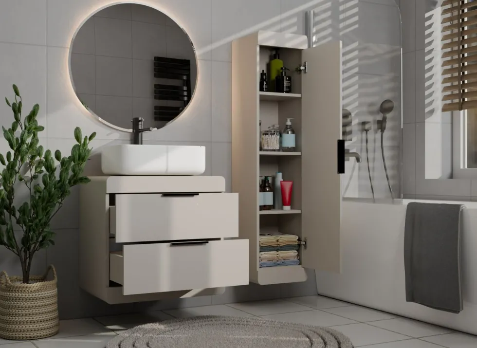 Mobile bagno sospeso 60 cm con cassetti soft-close cashmere MLBT7