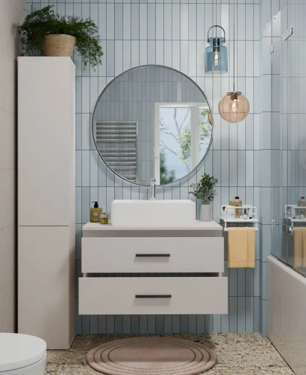 Mobile bagno sospeso 80 cm con 2 cassetti beige MLBT2