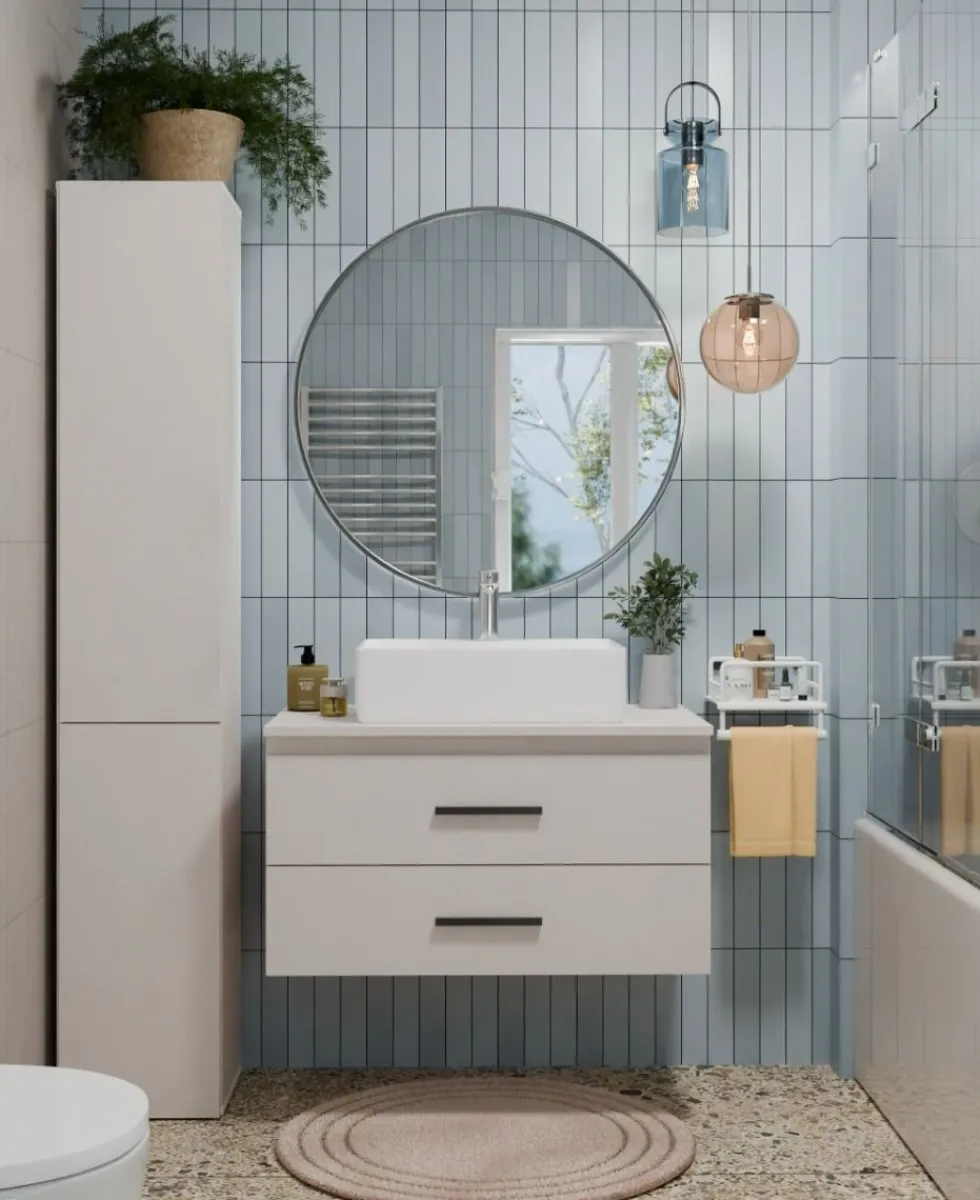 Mobile bagno sospeso 80 cm con 2 cassetti beige MLBT2