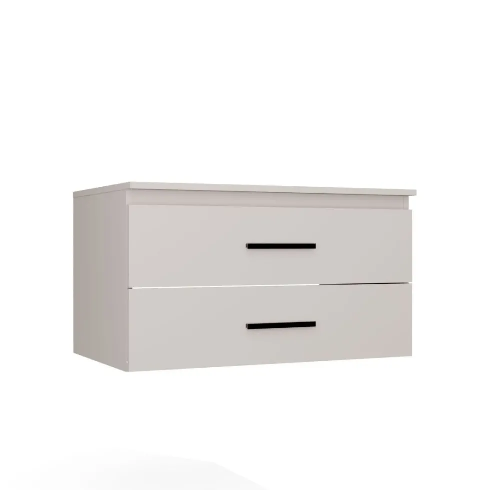 Mobile bagno sospeso 80 cm con 2 cassetti beige MLBT2