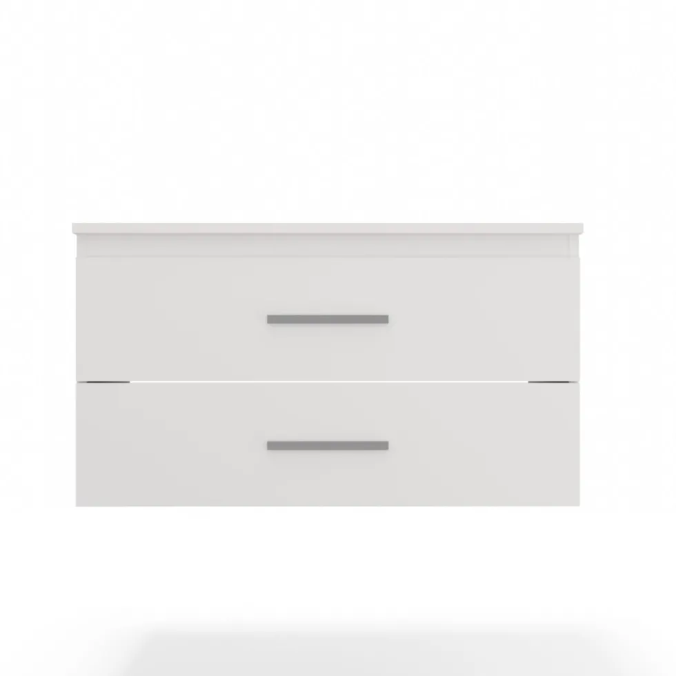 Mobile bagno sospeso 80 cm con 2 cassetti bianco opaco MLBT2