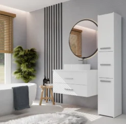 Mobile bagno sospeso 80 cm con 2 cassetti bianco opaco MLBT2
