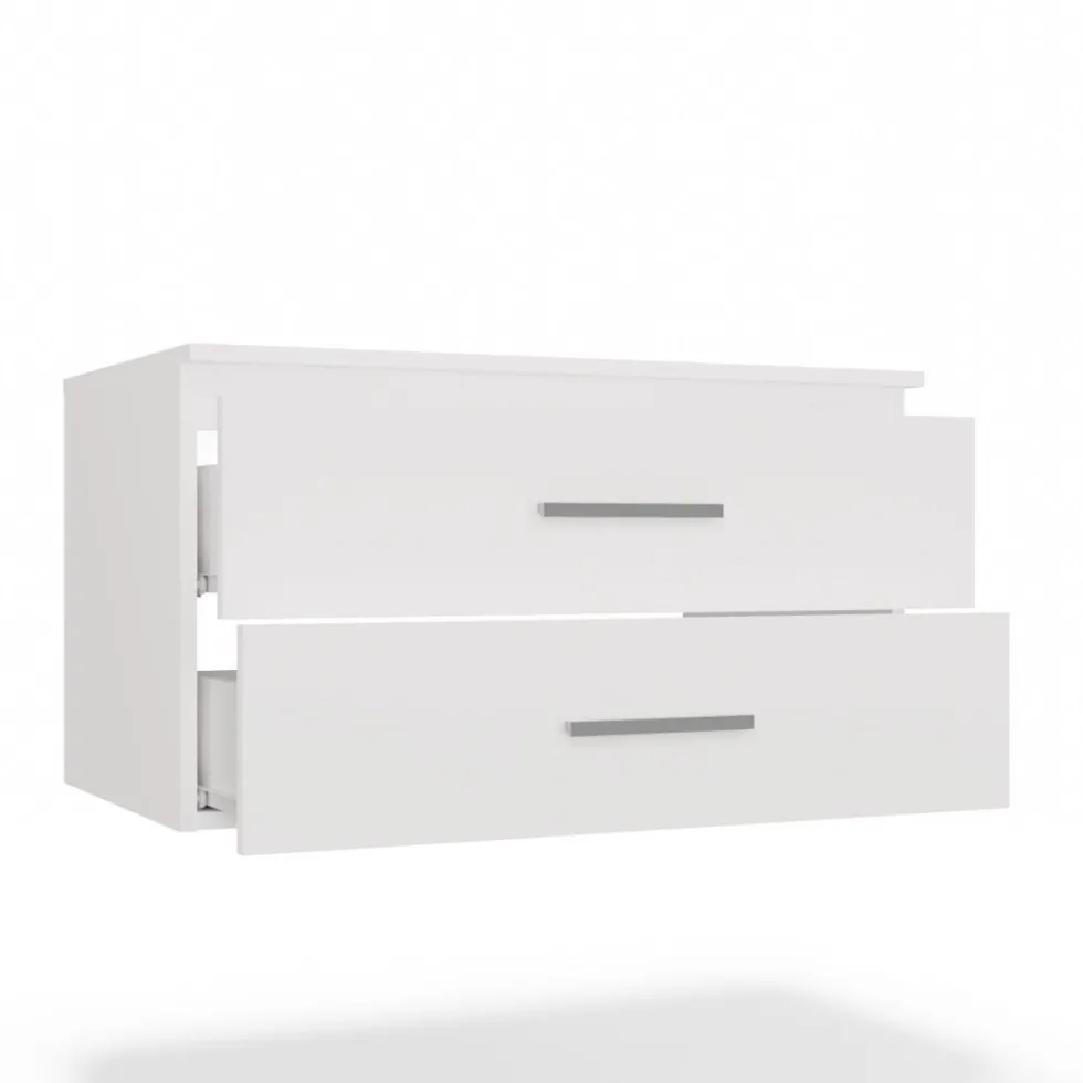 Mobile bagno sospeso 80 cm con 2 cassetti bianco opaco MLBT2