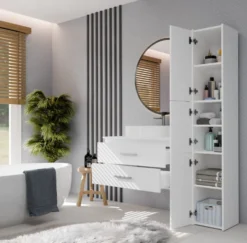 Mobile bagno sospeso 80 cm con 2 cassetti bianco opaco MLBT2