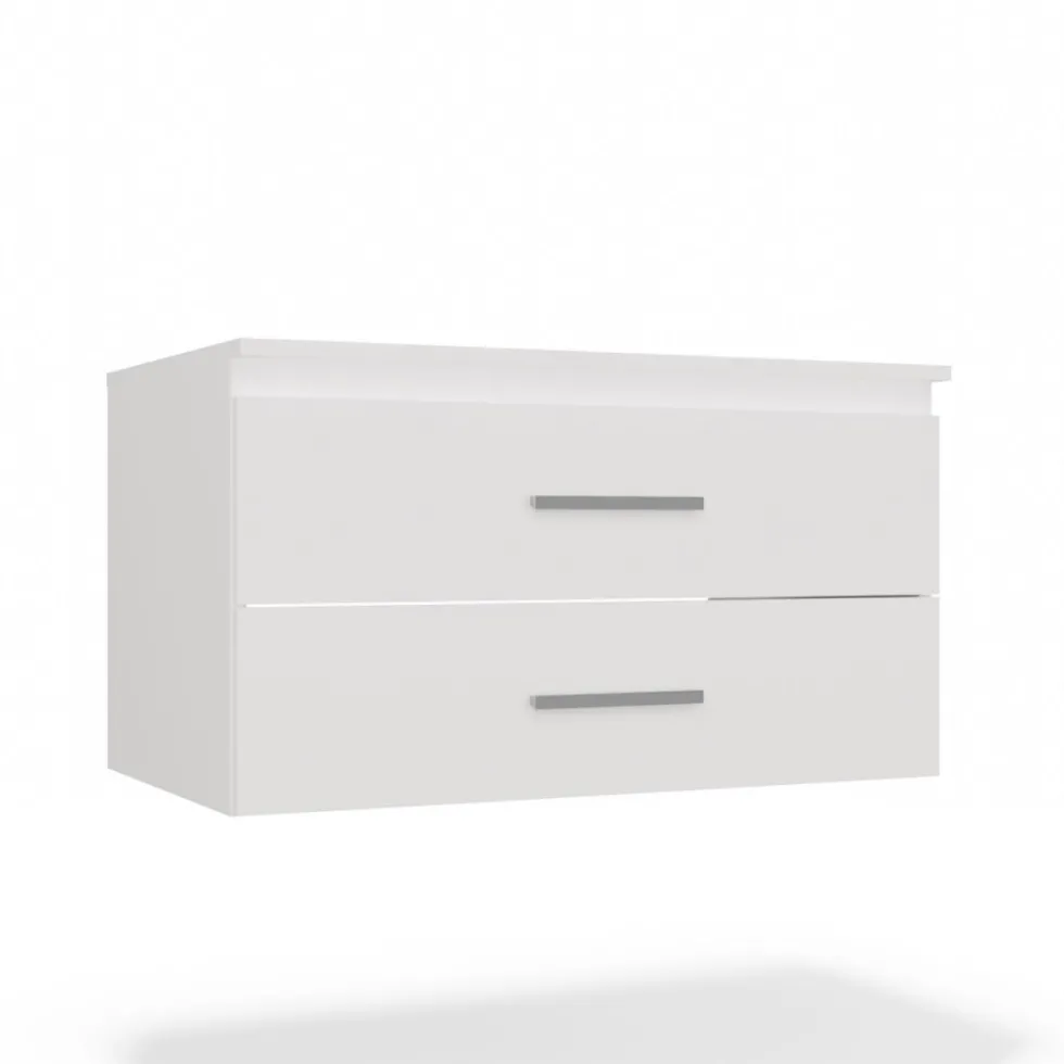 Mobile bagno sospeso 80 cm con 2 cassetti bianco opaco MLBT2