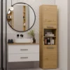 Mobile bagno sospeso 80 cm con 2 cassetti bianco e rovere MLBT2