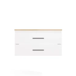Mobile bagno sospeso 80 cm con 2 cassetti bianco e rovere MLBT2