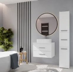 Mobile bagno sospeso 60 cm con 2 cassetti bianco opaco MLBT1