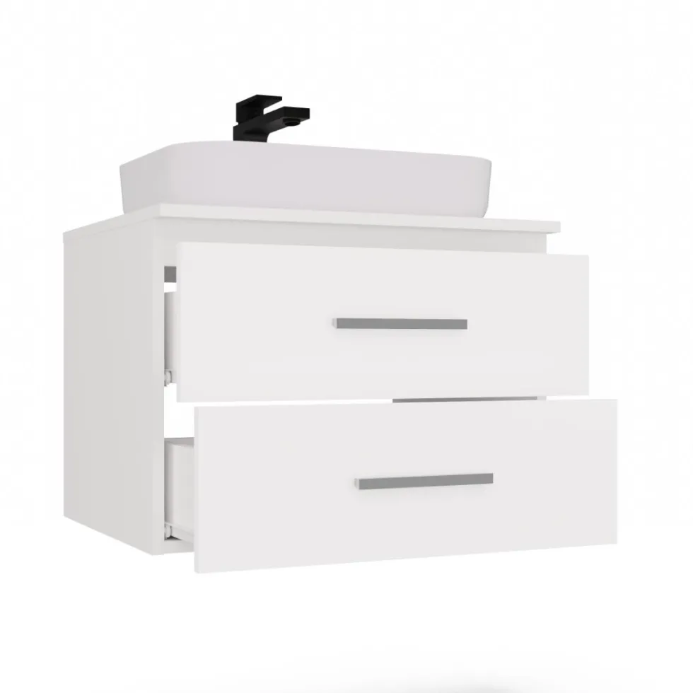 Mobile bagno sospeso 60 cm con 2 cassetti bianco opaco MLBT1