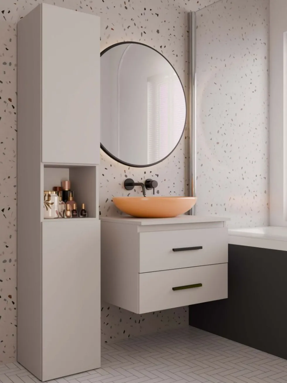 Mobile bagno sospeso 60 cm con 2 cassetti cashmere MLBT1