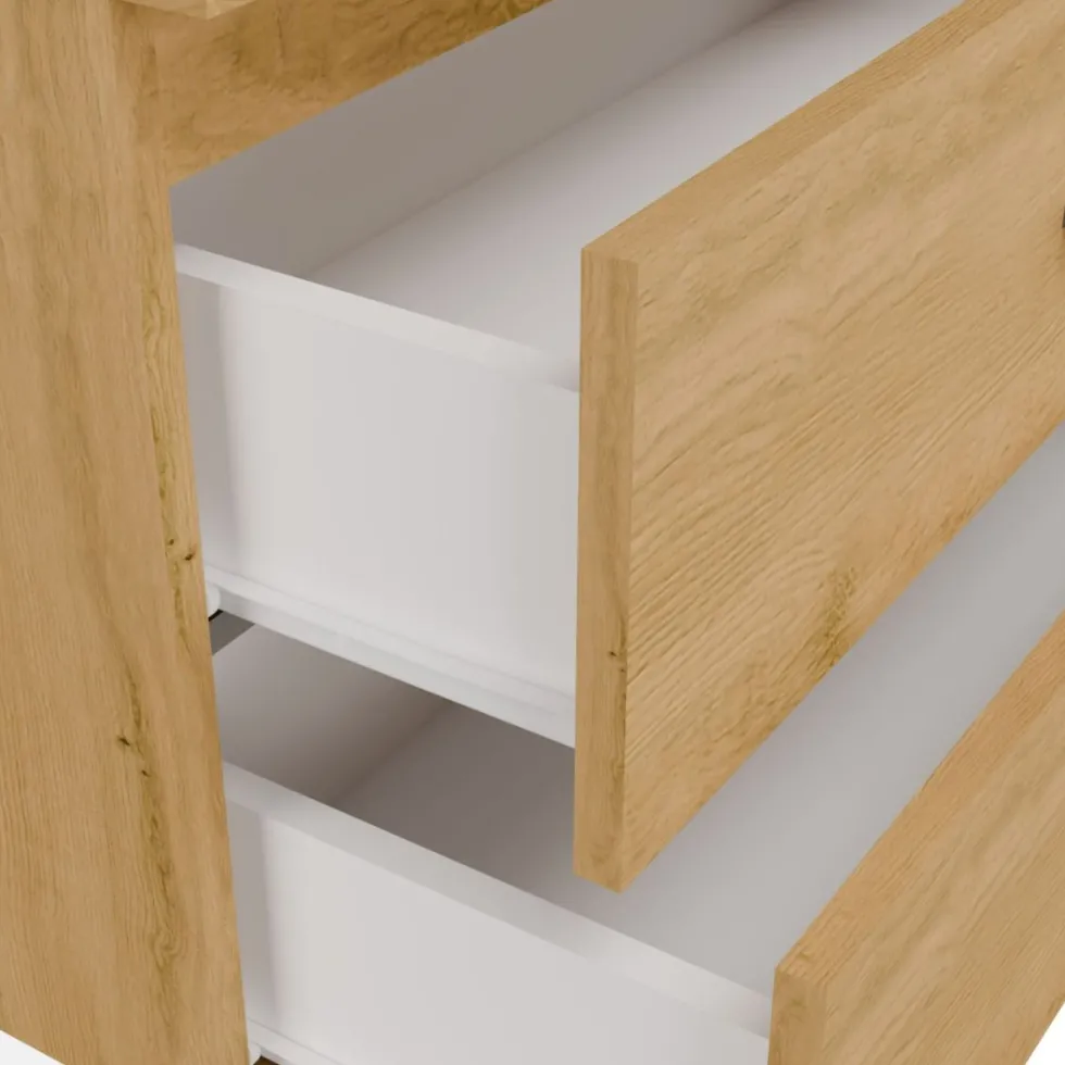 Mobile bagno sospeso 60 cm con 2 cassetti rovere MLBT1