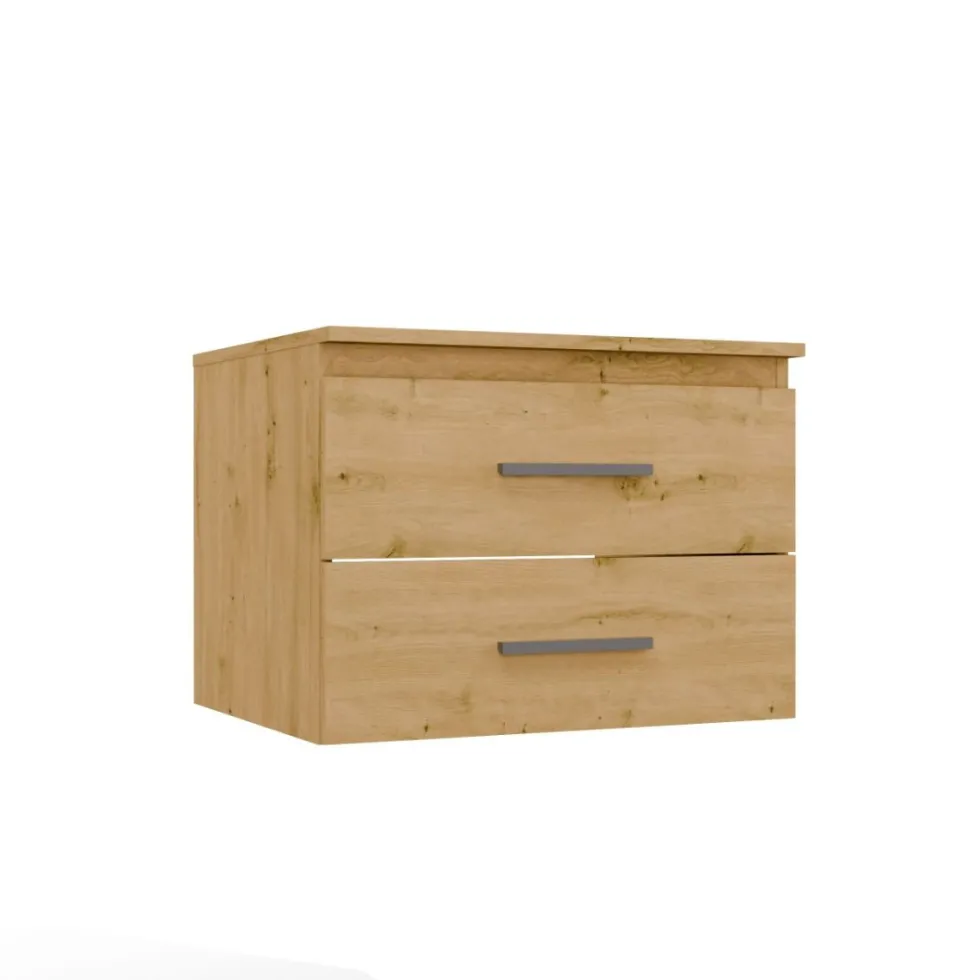 Mobile bagno sospeso 60 cm con 2 cassetti rovere MLBT1