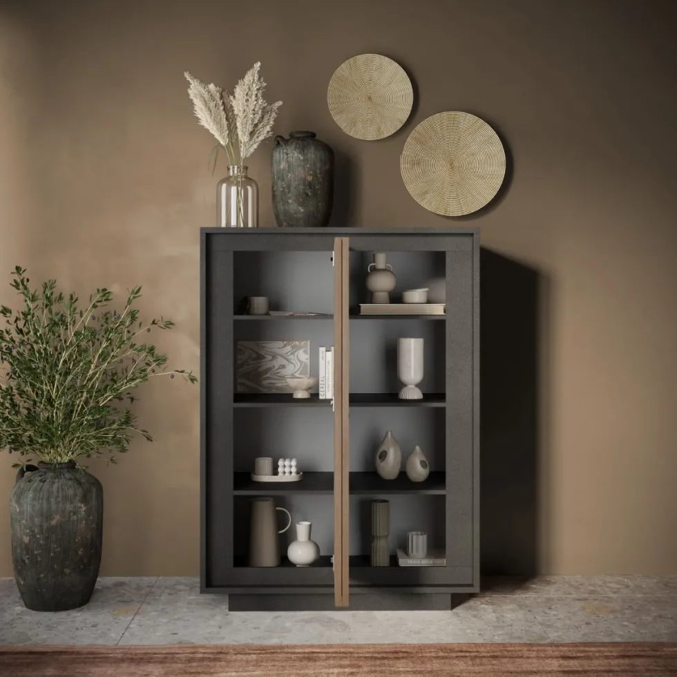 Mobile contenitore a 2 ante 106x171 cm grafite e rovere scuro MCL17