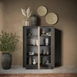 Mobile contenitore a 2 ante 106x171 cm grafite e rovere chiaro MCL17