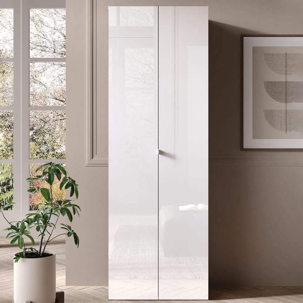 Mobile contenitore alto con 2 ante 63x184 cm bianco lucido MCL14